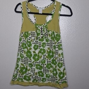Charlotte Russe Womens Green Floral Ruffle Racerback Tank Top Y2K Retro Size S